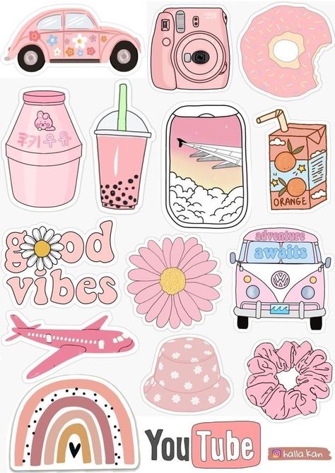 Printable Stickers Aesthetic Pastel, Kawaii Scrapbook Stickers, Cute Aesthetic Stickers Printable, Cute Stickers Printable Kawaii, Kawaii Stickers Printable, Aesthetic Stickers Printable, Stikers Aesthetic, Stiker Macbook, Vintage Aesthetic Stickers Printables