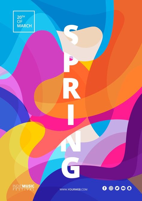 Free Psd Poster, Spring Poster, Posters Conception Graphique, Spring Festival Poster, Festival Logo, Graphisches Design, Colorful Poster, Music Festival Poster, 타이포그래피 포스터 디자인