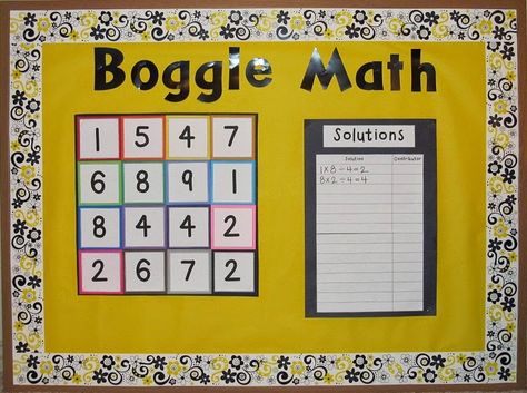 Doing Math the Routty Way: Engaging Activities from A to Z (Day 20) Math Boggle, Boggle Board, Math Bulletin Boards, Interactive Bulletin Boards, Math Board, Critical Thinking Activities, Teaching Mathematics, Math Boards, Math Intervention