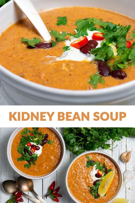 Kidney Beans Soup, Kidney Bean Crockpot Recipe, Red Kidney Bean Soup, Kidney Bean Recipes Healthy, Kidney Bean Soup Recipes, Vegan Kidney Bean Recipes, Hs Diet, Kidney Bean Recipe, Kidney Beans Recipes