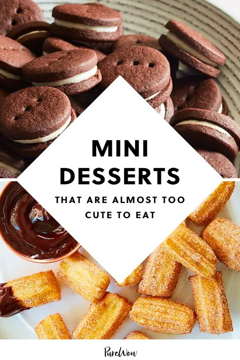 40 Mini Desserts That Are Almost Too Cute to Eat (Almost) #purewow #cookie #dessert #food #sweet #pie #recipe #ice cream #easy #baking #cake #chocolate Easy Dessert Recipes That Look Fancy, Mini Fruit Desserts For Parties, Mini Baked Desserts, Simple Finger Food Desserts, Fancy Mini Wedding Desserts, Mini Desserts For Fall, Semi Sweet Desserts, Easy Food Truck Desserts, Mini Easy Desserts