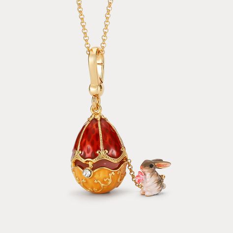 Selenichast Rabbit & Rose Egg Locket Necklace, Enamel Bunny Necklace for Kids, 18K Gold Plated Openable Egg Pendant Necklace For Kids, Bunny Necklace, Astrology Jewelry, Jewelry Nature, Pearl Gifts, Unique Gift Wrapping, Fruit Jewelry, Golden Necklace, Butterfly Gifts