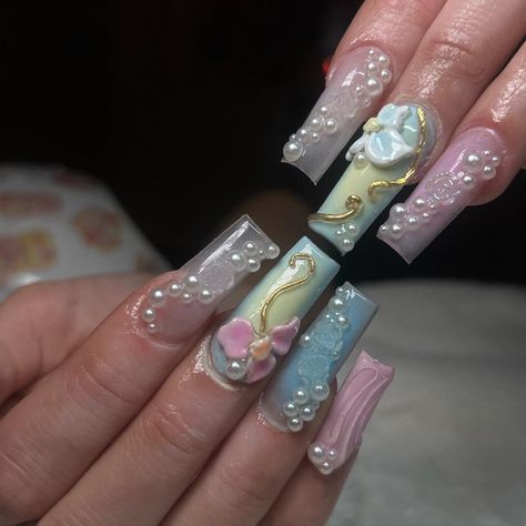 Fairy flower forest nails 🧚🏾🪷🌷🌺 Inspo @setsxnenita #bluenails #auranails #pastelnails #longnails #fairy #fairynails #summernails… | Instagram Fairy Nails Acrylic, Fairy Inspired Nails, Enchanted Forest Nails, Fairy Core Nails, Forest Nails, Fairy Nail Art, Corset Nails, Fairy Nails, Flower Forest