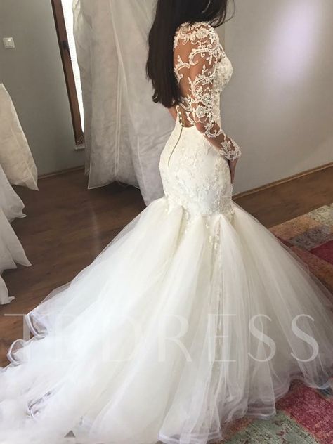 Button Back Appliques Mermaid Wedding Dress 2019 Black Bridal Dresses, Black Bridal, Back Wedding Dress, Perfect Wedding Dress, Beautiful Wedding Dresses, Mermaid Dresses, Dream Wedding Dresses, Mermaid Wedding, Gorgeous Wedding