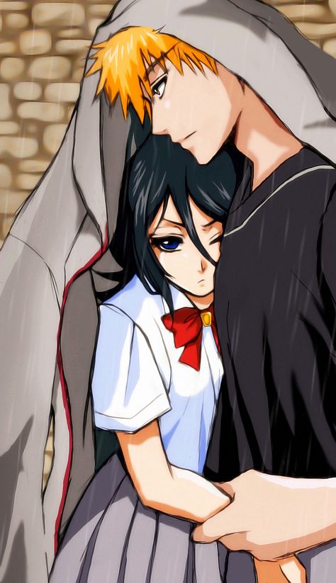 Ichigo x Rukia(request) by Esther-fan-world.deviantart.com on @DeviantArt Bleach Ichigo And Rukia, Ichigo Kurosaki Wallpaper, Rain Coat Outfit, Bleach Couples, Ichigo X Rukia, Rukia Bleach, Bleach Rukia, Bleach Funny, Ichigo Y Rukia