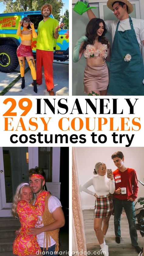 I can't get over how good these couples costumes for Halloween are! They're so easy to recreate and so unique that you'll definitely have heads turning. Couple Dress Up Ideas, 70s Couple Costume, Sporty Halloween Costumes, Best Halloween Costumes For Couples, Movie Couples Costumes, Fun Costume Ideas, Couples Costumes For Halloween, Unique Couples Costumes, Partner Costumes