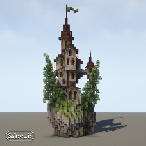 Sabre on Instagram: “Crowded Tower For today’s post, the main idea was to have a pile of houses stacked together on a rock. I try to respond to every comment…” Minecraft Spire Roof, Minecraft Stacked Houses, Minecraft Tower Ideas, Minecraft Tower, Mc Builds, Bangunan Minecraft, Minecraft Inspo, Minecraft Decorations, Metal Head