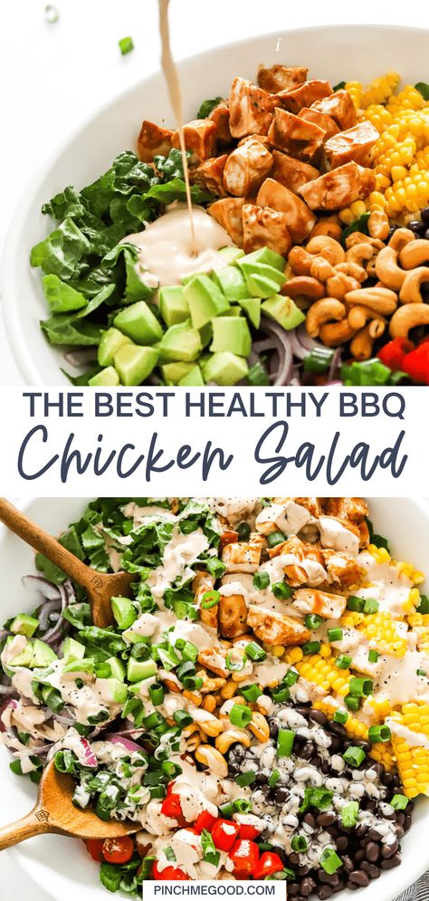 Bbq Dressing, Bbq Chicken Salad Recipe, Lettuce Salad Recipes, Bbq Salads, Chicken Chopped Salad, Bbq Chicken Salad, Hearty Salads, Chicken Salad Recipe, Salad Recipes For Dinner