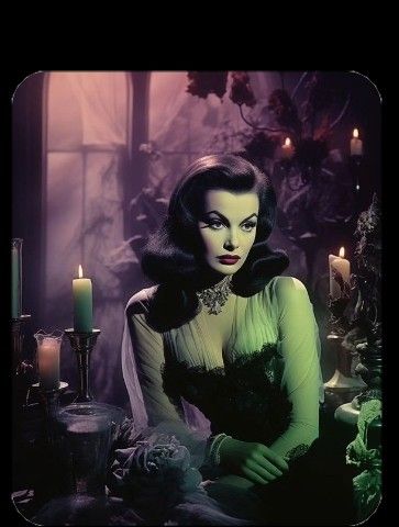 Vintage Horror Women, Groovy Goth, Vampire Glam, Chaos Dreamland, Vampire Photoshoot, Goth Characters, Idea To Paint, Busy Drawing, Stuffed Pumpkin