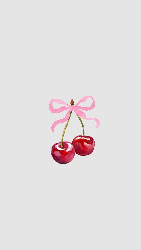 Bow cherry 🍒🎀 Cherry Cartoon Aesthetic, Bows And Cherries, Cherries With Bow, Cherry Bow Wallpaper, Cherry With Bow, Cerise Aesthetic, Cherry Wallpaper Aesthetic Iphone, Cherry Background Aesthetic, Cherry Wallpaper Aesthetic