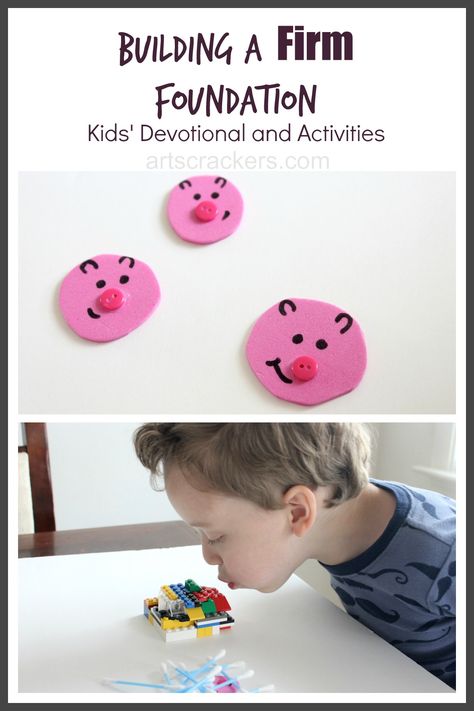 Building a Firm Foundation Kids Devotional and Activities Firm Foundation Activity, Kids Bible Study Activities, Sunday School Room Decor, Tuesday Thoughts, Fall Sunday, Bible Study Activities, Toddler Bible, Devotions For Kids, Kids Sunday School Lessons