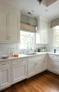 space above kitchen cabinets | Closing the space above kitchen cabinets… Space Above Kitchen Cabinets, Kitchen Soffit, Above Kitchen Cabinets, Kabinet Dapur, Kitchen Transformation, Kitchen Window Treatments, Furniture Room, White Kitchen Design, Kitchen Cabinet Hardware