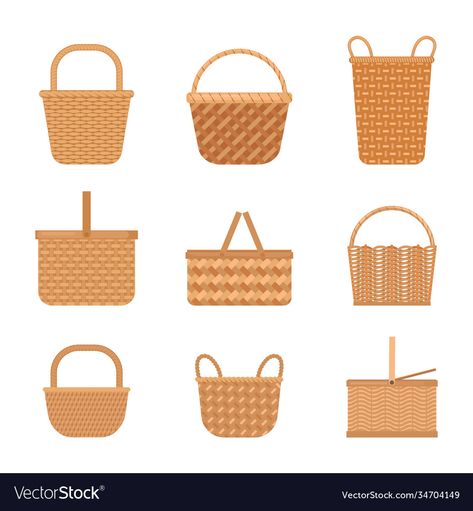 Squirrel Crafts, Basket Illustration, Visual Style, Bamboo Basket, Straw Basket, Retro Designs, Basket Sets, Wicker Baskets, Picnic Basket