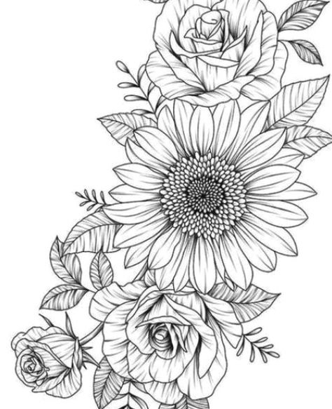 Flower Tattoo Stencils, Model Tattoo, Tattoo Zeichnungen, Small Flower Tattoos, Flower Drawings, Tattoo Templates, Inspiration Tattoos, Cat Tattoos, Flower Tattoo Sleeve