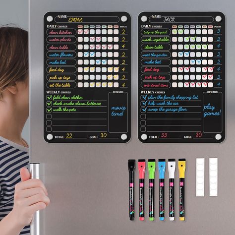 PRICES MAY VARY. Cultivate Good Habits - This magnetic acrylic children's chores chart set includes two magnetic chore charts suitable for multiple kids, with six color-coded marking pens to keep daily and weekly tasks organized. As children complete chores, they are motivated to develop good daily habits and a sense of family responsibility. The minimalist design means more efficient, allowing children to clearly see completed tasks, enhancing self-recognition, and helping them build independen Chores Board, Family Chore Chart, Chores Chart, Magnetic Chore Chart, Weekly Tasks, Chore Board, Chore Chart For Kids, Family Chore Charts, Behavior Chart