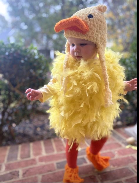 Yellow Duck Costume Baby Duck Halloween Feathered Costume Baby Girl Costume Feathered Toddler Costume by Jojo's Bootique - Etsy Duck Duck Goose Costume, Baby Duck Costume, Stroller Halloween Costumes, Baby Girl Costume, Feather Romper, Costume Baby Girl, Duck Costume, Duck Hat, Matching Crochet