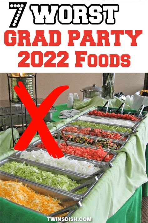 Worst Graduation Party Food Ideas - Twins Dish Sweet 16 Party Food Ideas, Graduation Party Food Ideas, Grad Party Food, Boys Graduation Party, Graduation Party Food, Graduation Food, Backyard Graduation Party, Graduation Dinner, Outdoor Graduation Parties