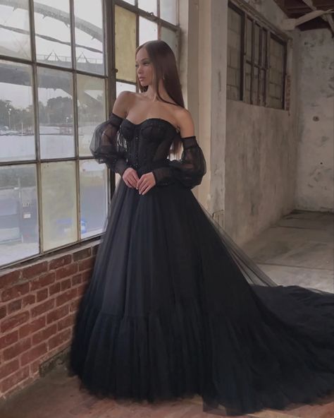 Black Wedding Dress- Gothic Black Fairytale Wedding Dress, Ethereal Black Wedding Dress, Black Wedding Dress Off The Shoulder, Black Fairy Wedding Dress, Wednesday Addams Wedding Dress, Black Corset Wedding Dress, Black Wedding Dress Ballgown, Gothic Wedding Dress Victorian, Black Wedding Dress Corset