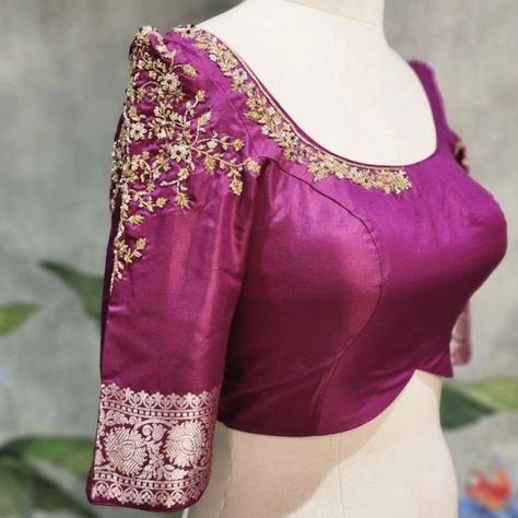 Dm@9640490158 Designer maggam work blouse Fabric: Halfpattu/Rawsilk Dispatch: 3days Price : 3000unstiched . 3550stitched Colours and sizes can be customised accordingly Aari Work Blouse Designs, Gold Blouse Designs, Maggam Blouses, Sleeveless Blouse Designs, Blouse Designs High Neck, Latest Bridal Blouse Designs, Maggam Work Blouse, Pattu Saree Blouse Designs, New Saree Blouse Designs