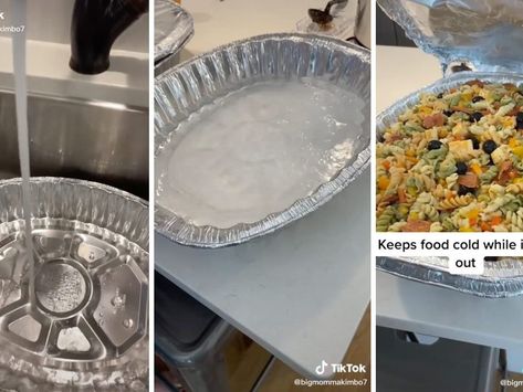 This Viral Hack Shows You How to Keep Food Cold Outside Keep Salads Cold At A Party, How To Keep Food Cool Outside Party, Keeping Food Cold Outside Party Summer, How To Keep Grazing Table Cold, Keeping Food Cold Outside Party, Party Hacks Outdoor, Keeping Food Cold At A Party, Keep Food Cold Outside Party, Keep Food Warm For Party