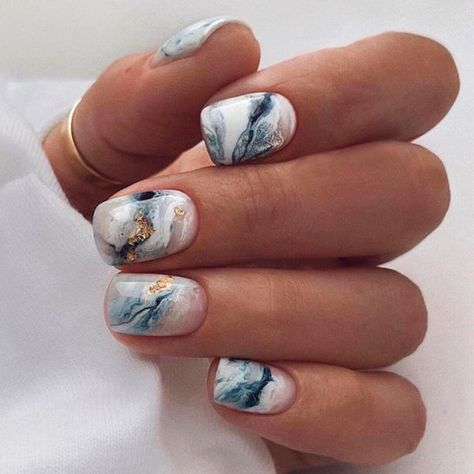 Swim Team Nails, Marble Ink Nails, Nails Waves, Whale Nails, Luminary Nails, Fake Nails Square, Everyday Nails, Ocean Nails, Nails Press Ons