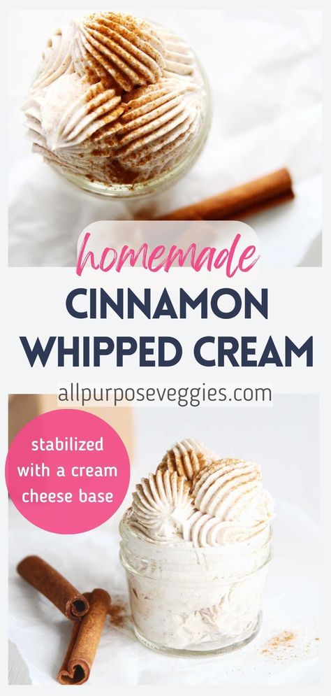 Are you looking for a sweet and spicy finishing touch for your desserts? Then this Sweet & Spicy Cinnamon Whipped Cream is just the thing for you! Creamy, delectable, and boasting just the right amount of zing, this recipe provides the perfect balance of flavor for all your favorite treats. #cinnamon #whippedcream #frosting #chantillycream #creamcheesefrosting Homemade Christmas Desserts, Pumpkin Cauliflower, Birthday Cake Protein Bars, Cinnamon Whipped Cream, Sweet Potato Rolls, Whipped Cream Recipe, Recipes With Whipping Cream, Baked Veggies, Yummy Chicken