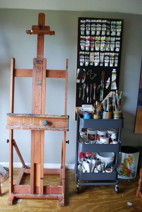 Shed Art Studio, Shed Art, Paint Holder, Art Studio Storage, Art Studio Organization, Art Studio Room, Studio Diy, Art Studio At Home, Wooden Sheds