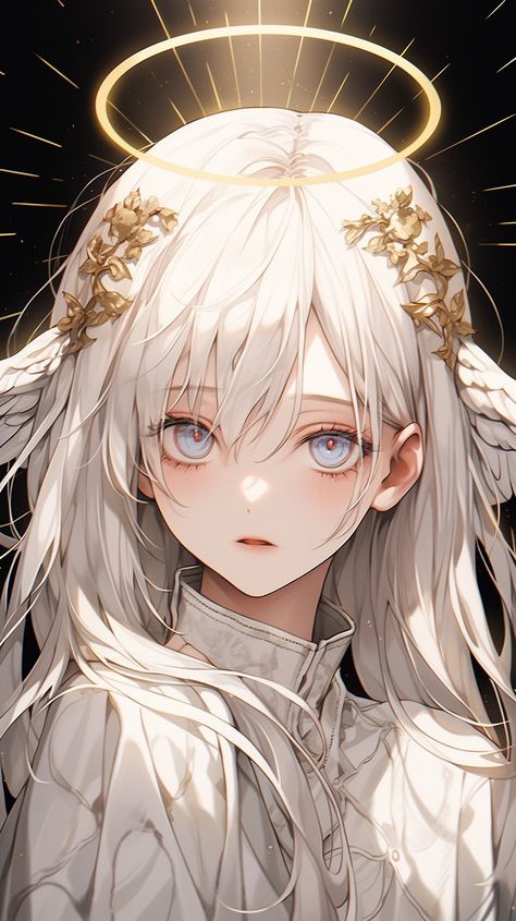 Anime angel, White hair, Anime Seraphim Angel, Anime Girlies White Hair, Angel White Hair, Angel Oc Female, Anime Oc Female White Hair, Anime Angel Female, White Hair Anime Female, White Hair Anime Woman, White Haired Anime Female