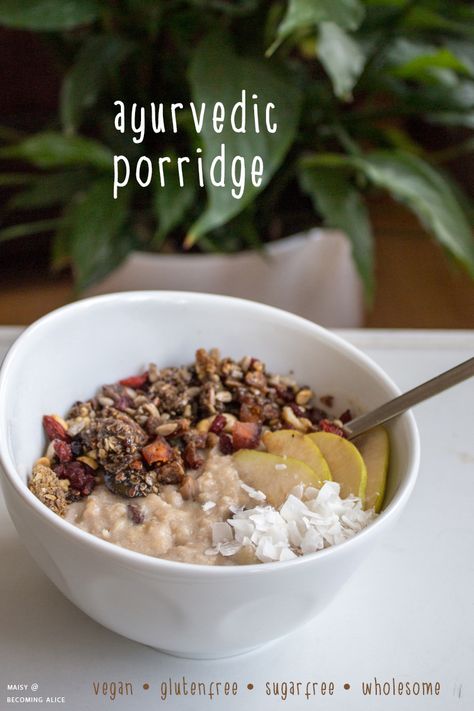 Ayurvedic Instant Pot Recipes, Postpartum Porridge, Ayurvedic Meal Plan, Aruveyda Recipes, Auyervedic Recipes, Pitta Breakfast, Ayurvedic Porridge, Kapha Breakfast, Ayurvedic Soup