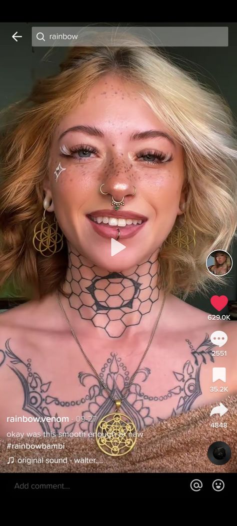 Honeycomb Neck Tattoos Women, Beehive Neck Tattoo, Honeycomb Throat Tattoo, Honeycomb Tattoo Neck, Hexagon Neck Tattoo, Honey Comb Neck Tattoos, Bee Neck Tattoo, Honeycomb Neck Tattoo, Chest Neck Tattoo