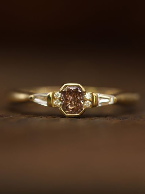 Brown Engagement Ring, Sculptural Rings, Brown Engagement Rings, Brown Diamond Engagement Ring, Engagement Rin, Brown Diamond Ring, Sculptural Ring, Brown Diamonds, Cognac Diamonds