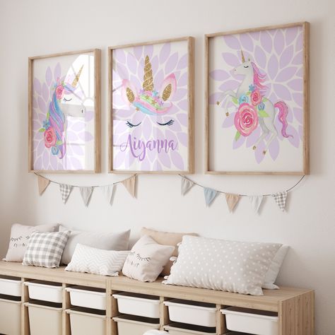 Girls Bedroom Unicorn, Girls Room Unicorn, Unicorn Rooms, Unicorn Bedroom Decor, Wall Decor Kids Room, Rainbow Bedroom, Unicorn Room Decor, Unicorn Room, Unicorn Bedroom