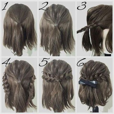 Half Up Half Down Hair Prom, Simple Prom Hair, Easy Hairstyle, Hairdos For Short Hair, Hair Tutorials Easy, Peinados Fáciles Para Cabello Corto, Short Hair Tutorial, Hair Up Styles, Penteado Cabelo Curto