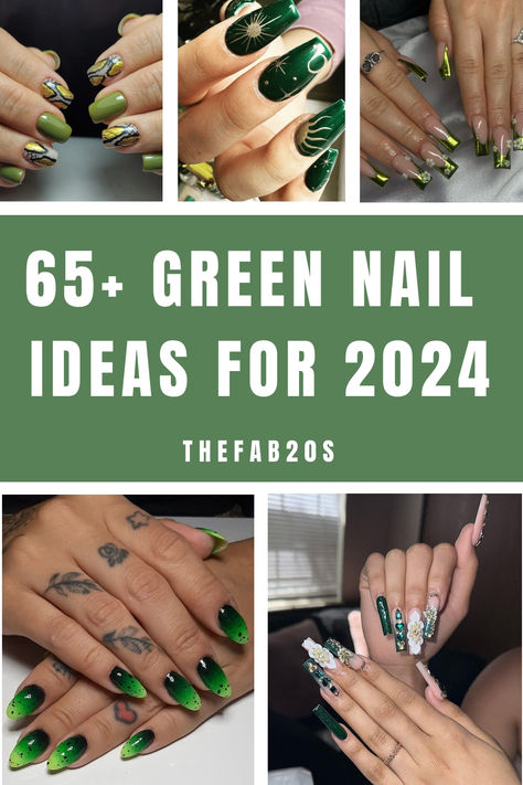 Looking for Green Nail ideas?! If you're looking for Green Nail Designs, whether long, short, almond, stiletto, square, WHATEVER we have all the Green Nail Ideas HERE! Short Gel Nail Designs Classy Simple Green, Almond Nails Designs Spring Green, Khaki Green Nail Designs, Green And Black Nail Designs Short, Green Cactus Nails, Green Square Nails Design, Green And Gold Pedicure Ideas, Green Color Nail Ideas, March Nails Ideas Green