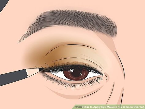 3 Ways to Apply Eye Makeup (for Women Over 50) - wikiHow Makeup For 50 Year Old, Makeup For Women Over 50, 60 Makeup, Makeup Over 50, Makeup Tips For Older Women, 50 Makeup, Makeup For Older Women, Dark Eyeshadow, Applying Eye Makeup