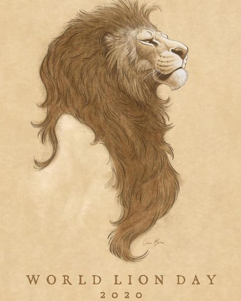 World Lion Day, Aaron Blaise, Lion Art Tattoo, Lion Sketch, Lion Artwork, Lion Illustration, Lion Drawing, Arte Peculiar, Seni Vintage