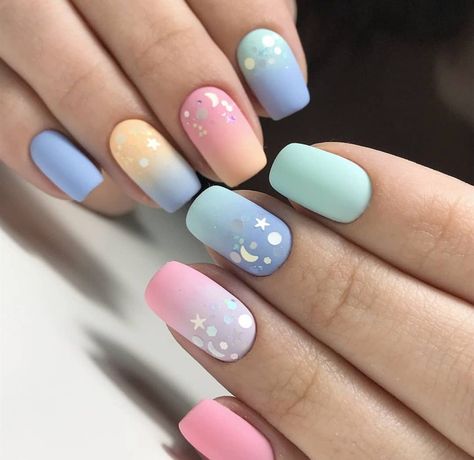 Unghie Sfumate, Pastel Nails Designs, Colorful Nail, Painted Nails, Her Nails, Pretty Nail Art Designs, Simple Nail Art Designs, Pretty Nail Art, Fall Nail Art