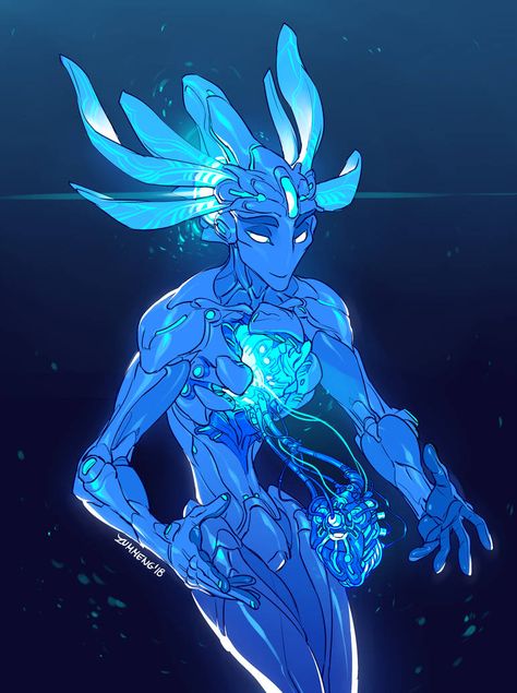 Zummeng Art, Cosmic Character Design, Neon Character Design, Alien Art Drawing, Humanoid Alien Concept Art, Humanoid Robot Concept Art, Alien Oc Art, Alien Oc Design, Blue Character Design