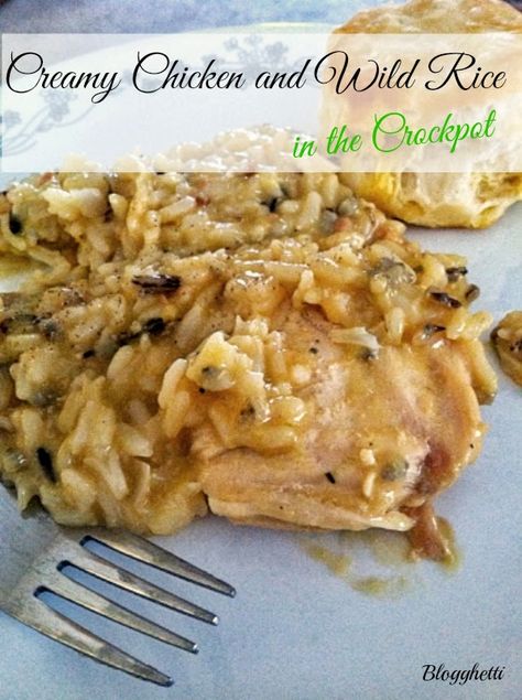 Creamy Chicken & Wild Rice (Crockpot) | Blogghetti Rice Crockpot, Chicken Wild Rice, Slow Cooker Creamy Chicken, Chicken And Wild Rice, Crock Pot Cooking, Wild Rice, Chicken Crockpot Recipes, Cranberry Sauce, Curry Powder