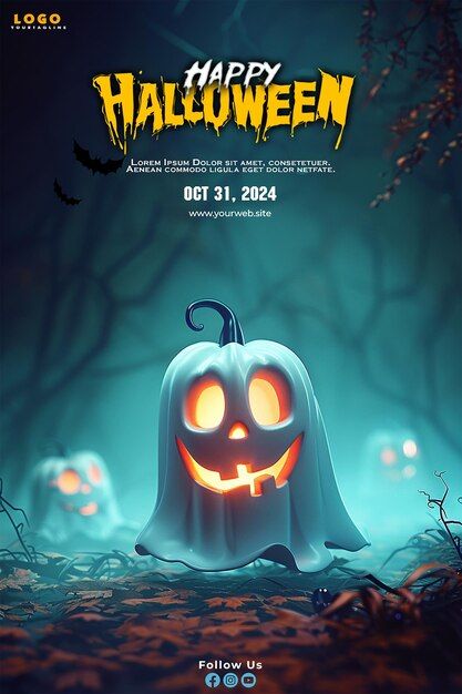 PSD happy halloween poster celebration d... | Premium Psd #Freepik #psd Happy Halloween Poster Design, Halloween Poster Design Ideas, Premium Psd Freepik, Halloween Banner Design, Halloween Pubmat, Halloween Party Poster Design, Halloween Poster Ideas, Course Poster Design, Halloween Design Graphic