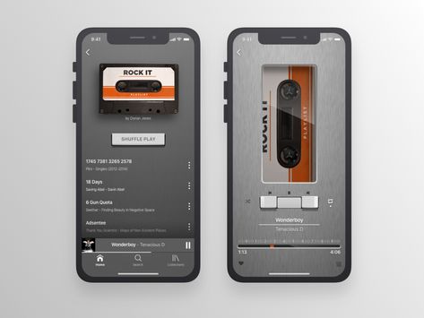 Retro App Design, Retro Ui Design, Music Ui Design, Retro App, Heart 80s, Iphone Music Player, Music Ui, Music Player Design, Music App Design