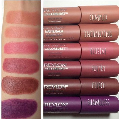 #revlon #lipsticks   #Shameless  #Sultry  by hadeer.blogger Shades Of Lipstick, Revlon Matte, Best Lipstick Color, Revlon Colorburst, Revlon Lipstick, Lipstick Kit, Long Lasting Lip Gloss, Lipstick Stain, Colors For Skin Tone