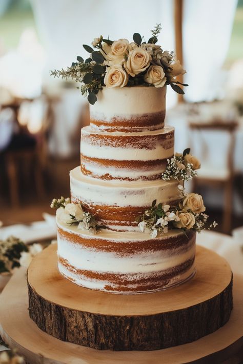 40  Boho Wedding Cakes You're Going to Fall in Love With... | Matched Hearts Wedding Cakes For Fall Weddings, Wedding Cake Designs Simple 2 Tier, Naked Wedding Cakes Rustic, Boho Cake Wedding, Boho Cake Topper Wedding, Boho Western Wedding Cake, Rustic Wedding Cake Terracotta, Tan Wedding Cake, Rustic Wedding Cake With Pampas