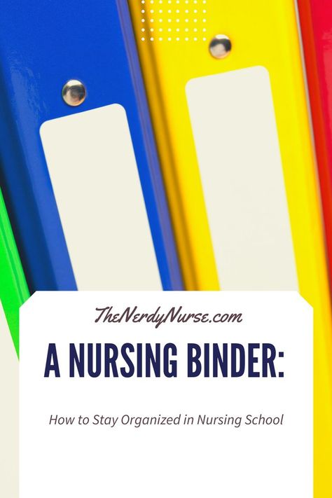 A Nursing Binder: How to Stay Organized in Nursing School. A nursing binder is so important. This one tool can keep you organized in nursing school and help you locate all your notes quickly.   #thenerdynurse #nurse #nurses #nursingschool #nursetips #studentnurse Nursing Binder, Binder Organization School, Nursing Student Organization, Nursing School Prep, Nursing School Supplies, Nursing School Organization, Nerdy Nurse, Nurse Organization, How To Stay Organized