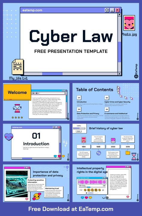 Cyber Law PPT Presentation - Free PowerPoint Templates, Google Slides, Figma Deck And Resume Powerpoint Slide Designs Templates, Cute Google Slides Templates, Cute Ppt Template, Aesthetic Ppt Template, Powerpoint Design Free, Aesthetic Powerpoint Templates, Canva Ppt Template, Free Google Templates, Canva Templates Free