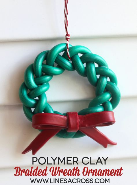 Clay Snowmen, Braided Wreath, Christmas Miniatures, Clay Christmas Decorations, Snowmen Ornaments, Wreath Ornament, Polymer Clay Ornaments, Sculpey Clay, Christmas Clay