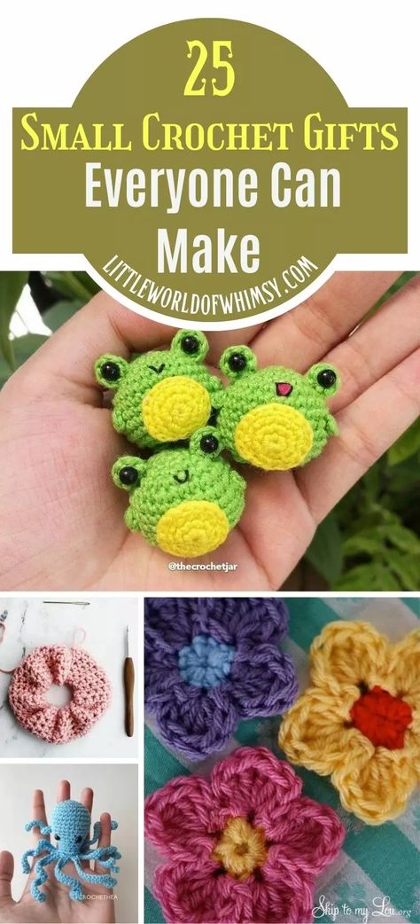 25 Small Crochet Gifts Everyone Can Make (< 1 hour!) - Little World of Whimsy 10 Minute Crochet, Medium Yarn Crochet Patterns, Beginner Crochet Projects For Kids, Easy 1 Hour Crochet Projects, Super Quick Crochet Projects, 5 Minute Crochet Projects, 30 Minute Crochet Projects, 10 Minute Crochet Projects, Crochet Quick Projects