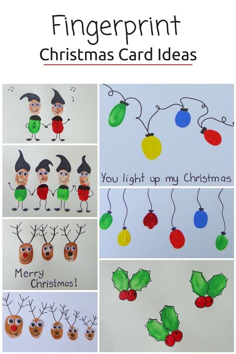 Fingerprint Christmas Card Ideas - more on the blog Christmas Card Ideas For Kids, Parent Holiday Gifts, Fingerprint Christmas, Juleverksted For Barn, Christmas Card Ideas, Christmas Cards Kids, Christmas School, Preschool Christmas, Diy Christmas Cards