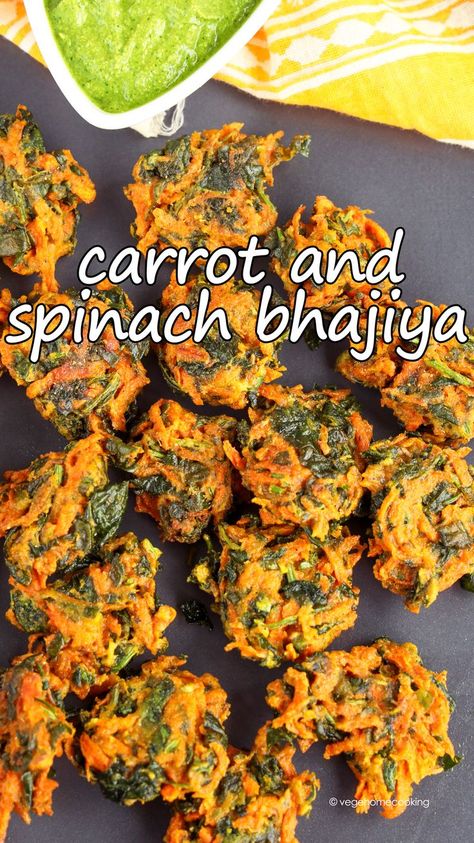 Healthy Carrot Muffins, Healthy Indian Snacks, Onion Bhaji, Carrot Muffins, Pakora Recipes, Tamarind Chutney, Chaat Masala, Tea Time Snacks, Carrot Recipes