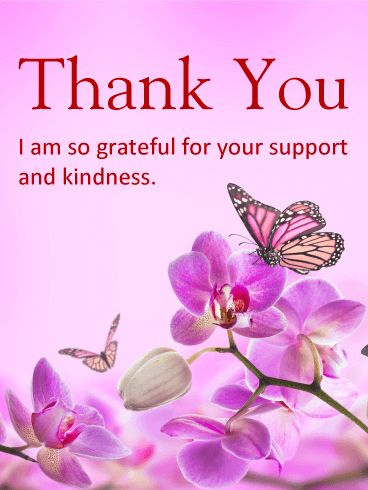 Purple Flower Thank You Card: No one should go through a tough time on their own. If you have a family member or friend who stands by your side and holds you up through your toughest times, let them know how grateful you are for their support with this Thank You card! You can repay your loved one's kindness by showing them how thankful you are to know them. Send it today! Thank You Quotes For Support, Thank You Quotes For Friends, Thank You Quotes Gratitude, Thank You Messages Gratitude, Thank You Pictures, Thank You Wishes, Thank You Images, Thankful Quotes, Thank You Flowers